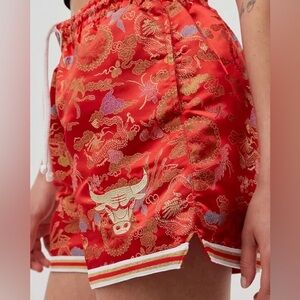 Vintage Chicago Bulls Red Gold Metallic NBA Finals 1996 Basketball Shorts Small